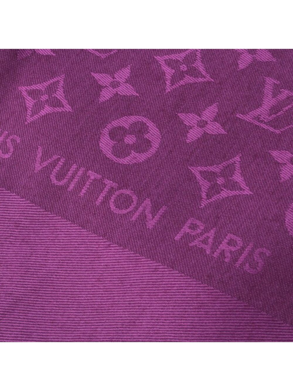 Louis Vuitton Silk Wool Monogram Shine Scarf Shawl Purple - Picture 3 of 10